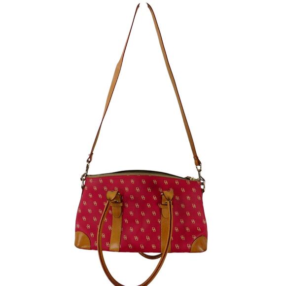 Vintage Dooney & Bourke Berry Pink Leather Domed Satchel Shoulder Bag Purse - Picture 12 of 12